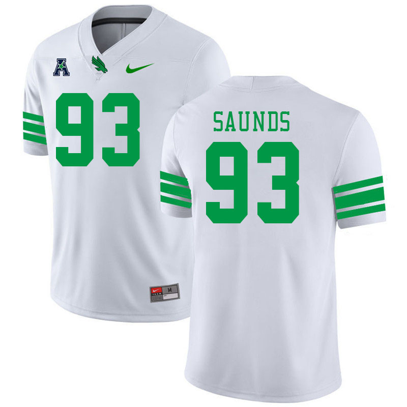 #93 Jheison Saunds North Texas Mean Green College Football Jerseys Stitched-White